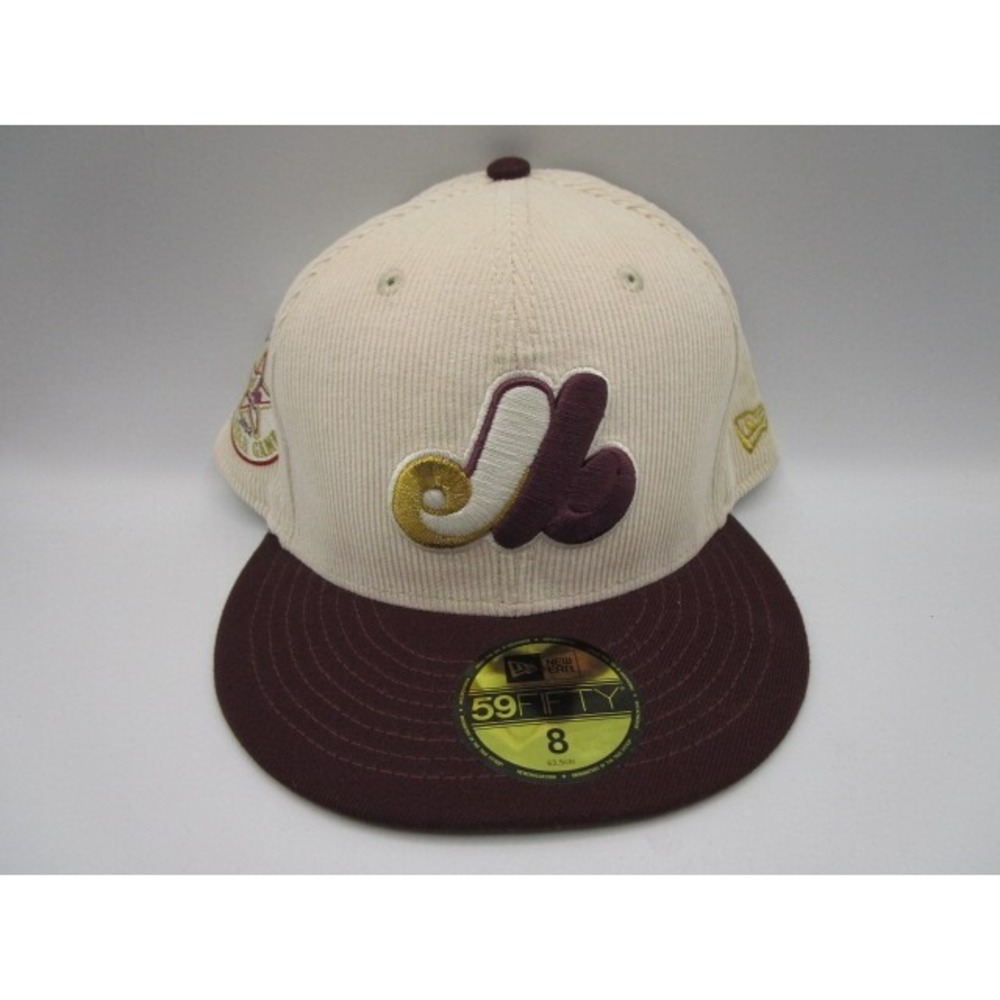 New Era 59Fifty Montreal Expos Corduroy Majestic Maroon Size 8 Hat 1982 ASG
